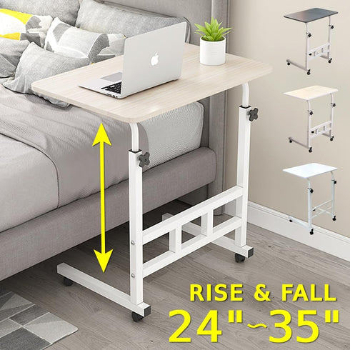 23.6" 66lbs 66 lbs Japard Small Desk on Wheels, Mobile TV Tray Table Rolling Desk for Bed Sofa, Adjustable Height Wide
