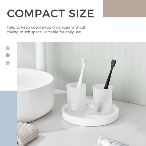 2 Pack, Glass Tumbler Cap Aomasi Frosted Bathroom Rinsing and Mouthwash Cup, Toothbrush & Toothpaste Holder & Drinking