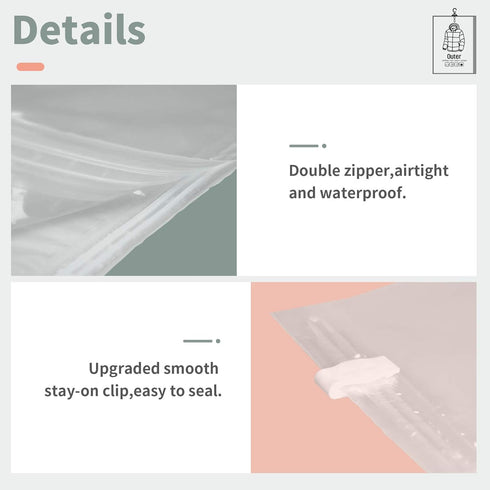 meetall 4Pack Hangers.2pcs 26.3x35.4inch(67x90cm) 2pcs 26.3x43.3inch (67x110cm).Work Hanging Vacuum Storage Bag
