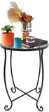 Fashion&cool Outdoor Side Tables, Weather Resistant Metal Patio Side Table, Small Round Outdoor