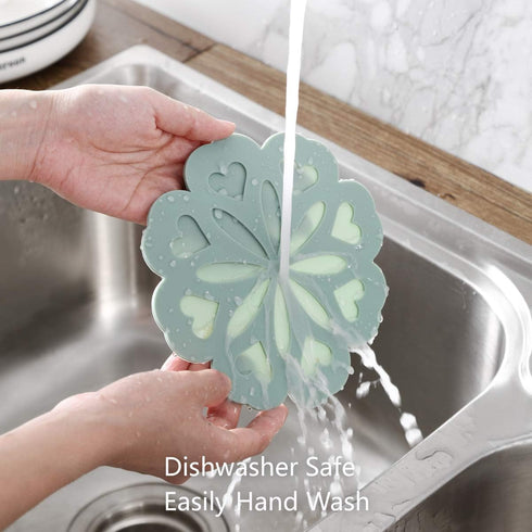 Set of 4 Silicone Trivet Mats - Hot Pot Holder for Table & Countertop, Non-Slip & Heat Resistant (Teal)