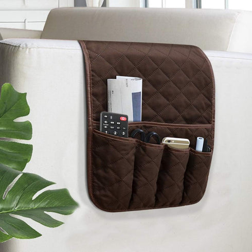 Sofa Armrest Organizer, Non-Slip Bedside Caddy Storage for Recliner Couch, 5 Pockets for Cell Phone, TV Remote