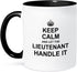 3dRose "Keep Calm and Let the Lieutenant Handle it" Funny Career Job Pride Gift Two Tone Mug, 11 oz, Black