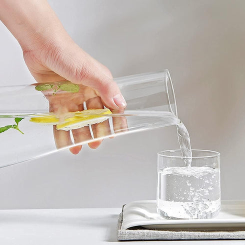 Set (30 oz/850ml) ZILJJ Clear Bedside Water Carafe with Tumbler Glass for Bedroom, Mouthwash Decanter for Bathroom