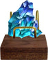 Brass Crystal Display Stand with Walnut Base Mineral Specimens Display Stand Rock Display Easel Metal Display Holder for Stones Geodes Fossils Spheres Agate Slices S/Stool