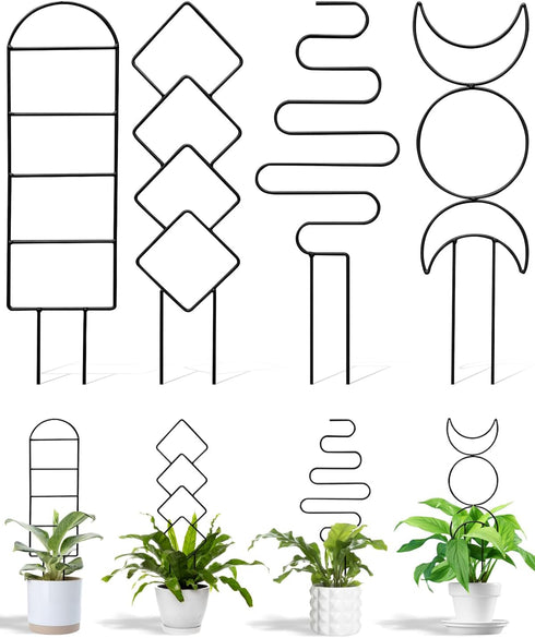 sousac 4 Pack Trellis for Indoor Climbing Plant, Small Metal Garden Trellis for
