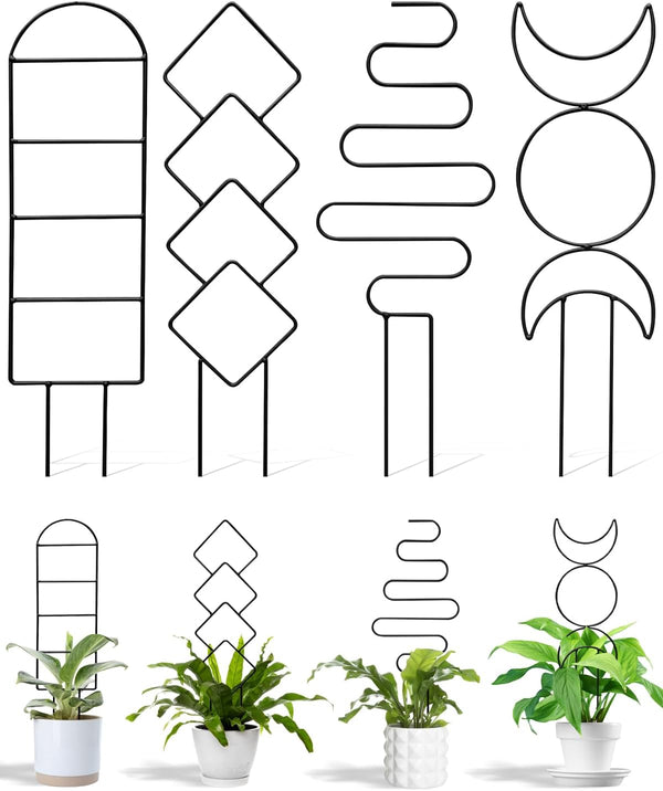 sousac 4 Pack Trellis for Indoor Climbing Plant, Small Metal Garden Trellis for
