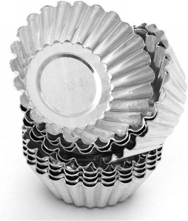Non-Stick Egg Tart Molds, Carbon Steel Mini Baking Cup, Reusable Round Muffin Cups for Pies, Desserts