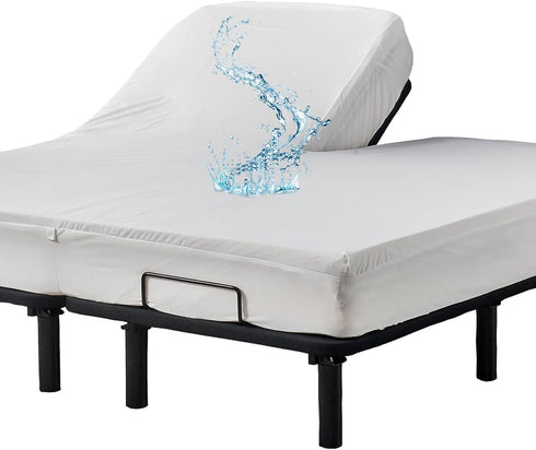 Waterproof Split Top King Mattress Protector, Fitted Sheet Style with Elastic Deep Pocket for Adjustable Bed