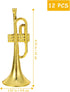 12pcs Golden Trumpet Musical Instruments Mini Plastic Trumpet Models for Christmas Tree Wreath Home Party DIY Hanging