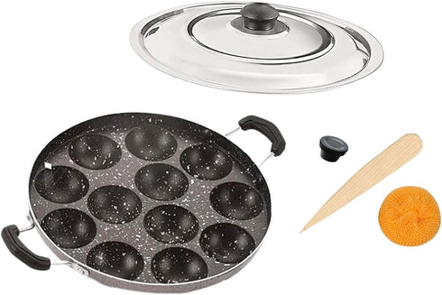 Non Stick Appam Pan, Appam Maker with 12 Pits, Nonstick Appa Chetty Paniyaram Pan Patra