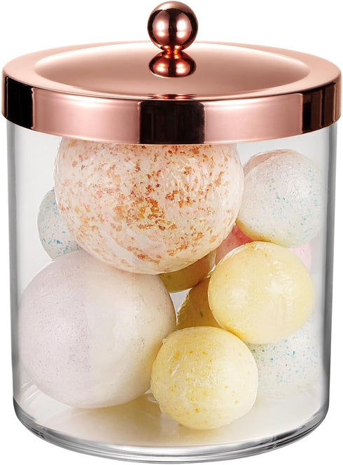 SheeChung Premium Apothecary Jar, 50 Oz. Large Clear Plastic Container with Rust Proof Stainless Steel Lid, Storage