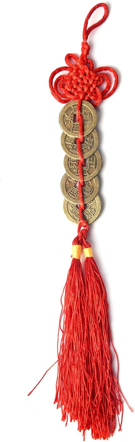 Coopay 240 Pieces Chinese Coins for New Year Feng Shui, Good Luck Fortune I-Ching Ornament with Red Pouch