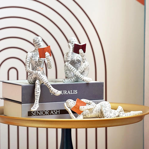 3 Pcs Reading Women Figurine, Thinker StatueModern Bookshelf DecorAesthetic SculptureRoom Decor Modern Abstract