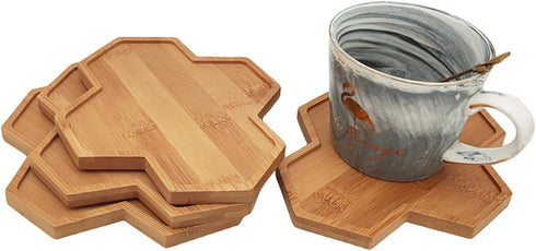 4PCS Mosaic Bamboo Coasters for Crafts, Blank Base Trays, DIY Mosaic Supplies, Drinking Cup Coaster, Plant Coaster