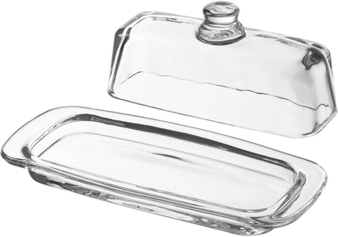 HIC Kitchen Glass Butter Dish with Lid, Cadmium Free, for East-Coast Butter Sticks