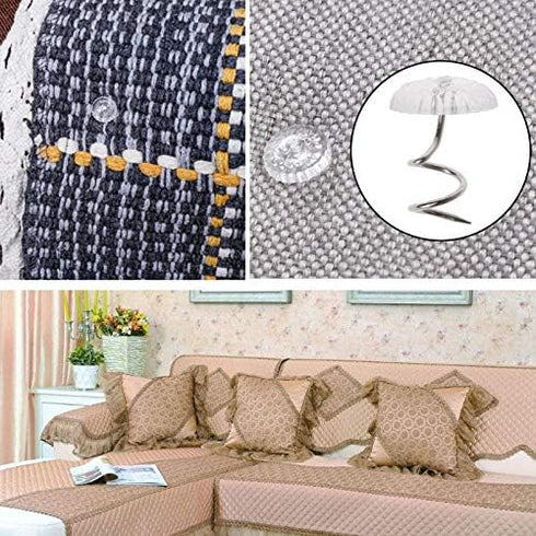 Sowaka 120 Pcs Clear Heads Twist Pins, Upholstery Fasteners for Sofa Car Van Home Furniture