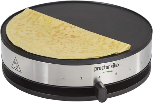 Proctor Silex Electric Crepe Maker with 13” Nonstick Griddle, Stainless Steel