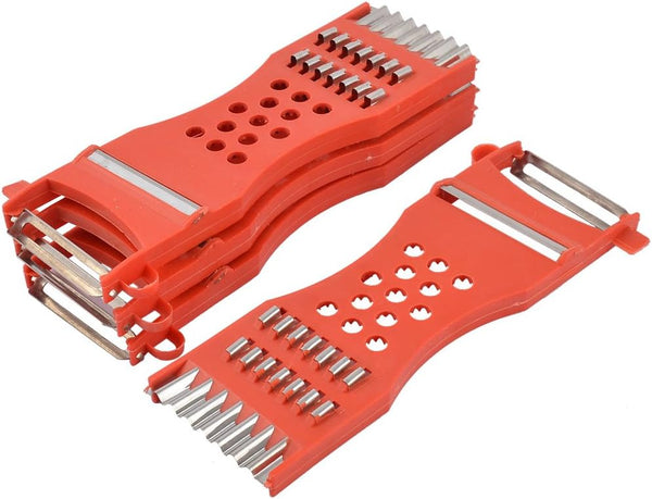 uxcell Plastic Frame Vegetable Fruit Slicer Peeler Shredder, 4pcs Red Silver Tone