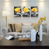 Canvas Wall Art - Black and White Yellow Rose Flowers Paintings - 12" x 16" - 3 Pieces Framed Modern Office Home Decor