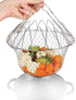 304 Stainless Steel Foldable Steam Rinse Strain Fry Basket, Kitchen Cooking Tool