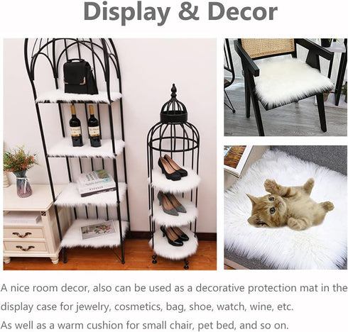 Small Product Photo Background & Luxury Props, 12 Inches Faux Fur Sheepskin Cushion for Tabletop Photography