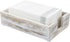 MyGift Shabby White Washed Solid Wood Bathroom Counter Paper Towel Holder, Disposable Napkin Dispenser for Vanity Tray