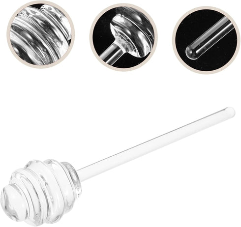 5.34 Inch CALLARON Glass Honey Dipper Clear Honey Stirring Rod for Household Jam Syrup Mixing and Serving