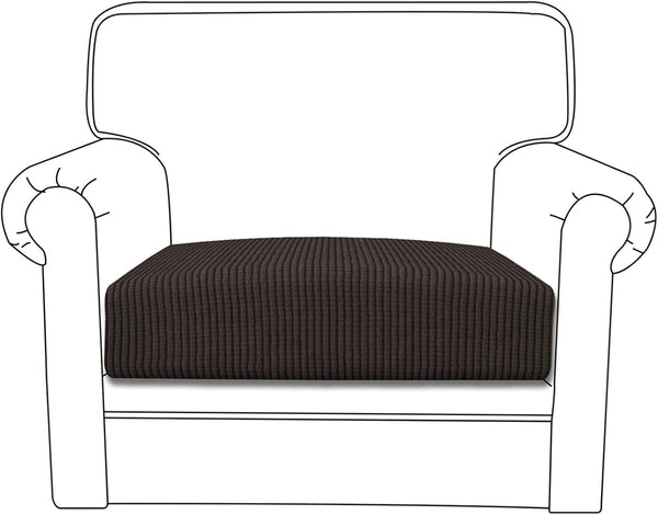 Easy-Going Stretch Chair Cushion Cover - Soft Flexibility Sofa Protector with Elastic Bottom, Chocolate