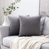 MIULEE 24x24 Inch Euro Sham Velvet Pillow Covers, Set of 2 Large Square Decorative Pillows - Dark Grey Super Soft
