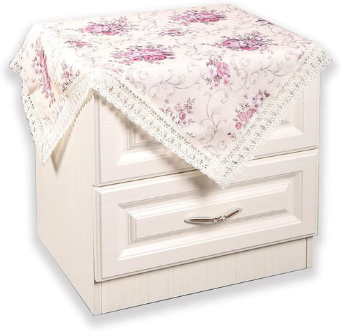 Country 24x24 inch Cotton Farmhouse Tablecloth,Flower Farmhouse Bedside Cover,Nightstand Table Cover, Style Table