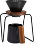 ChefWave Artisan Series Pour-Over Coffee Maker Set, 1-2 Cup Personal Size with Ceramic Cone, Wood Ring, Stainless Steel