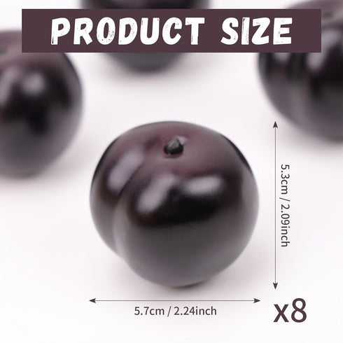 8pcs Gresorth Artificial Realistic Brin Plum Fake Fruit Home Party Decoration Photography Props Model Simulation