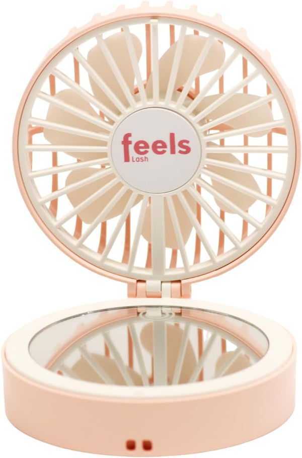 Compact Mini Fan Mirror, Handheld Portable USB Rechargeable Adjustable Speed Fan for Makeup Travel