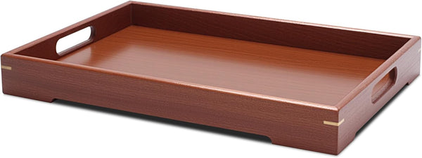 YACEYACE Wooden Tray for Ottoman, 15"x10"x1.5" Medium Wood Serving Tray with Handle for