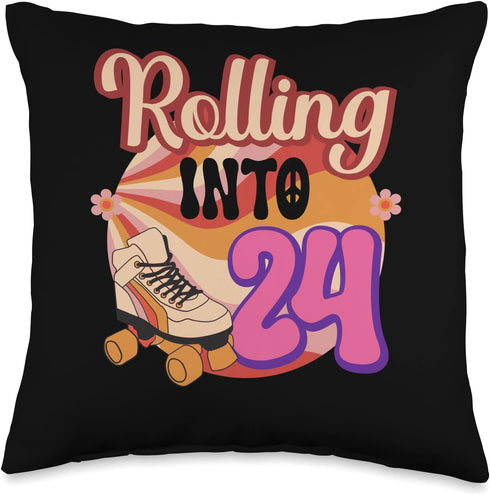 In-line Skates Towards 2002 Rolling Into 24 Multicolor Throw Pillow, 16x16