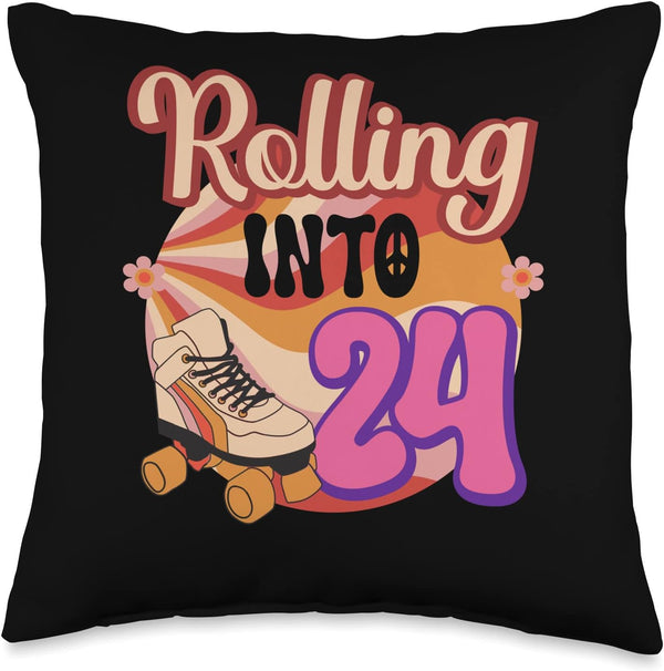 In-line Skates Towards 2002 Rolling Into 24 Multicolor Throw Pillow, 16x16