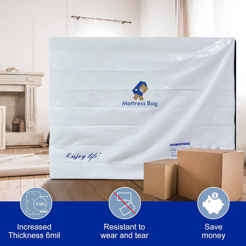 Mattress Bags for Moving and Storage, Twin Size 6 Mil Waterproof Zippered Bag, Heavy-Duty Moving Supplies