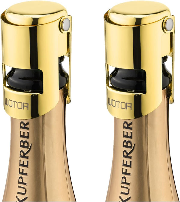 Champagne Stoppers with Stainless Steel Champagne Bottle Stopper, Food Grade Silicone Reusable Cork, Saver for