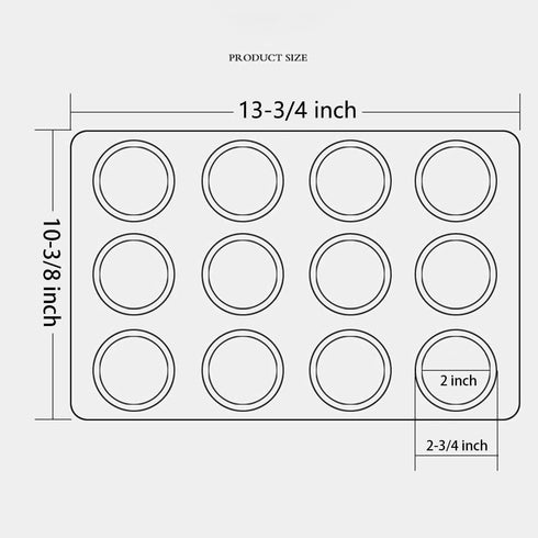 Kingrol Set of 3 Muffin & Cupcake Pans, 12-Cup Non-stick Bakeware, 1.1" Deep