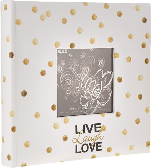 Pioneer Photo Albums Golden Dots Live Laugh Love, 200 pkt 4x6 Pocket Photo Album, Gold