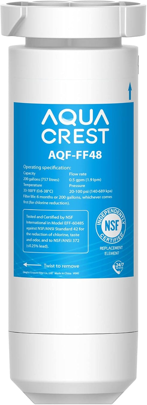 AQUA CREST XWF Refrigerator Water Filter, Replacement for GE® XWF, NSF Certified, 1 Filter