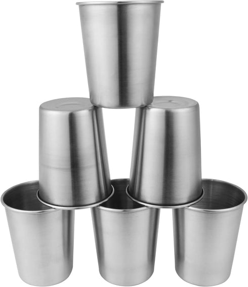 EVERMARKET 6 Pack 8 Ounce 230ml Stainless Steel Shatterproof Pint Drinking Cups for Kids and Adults