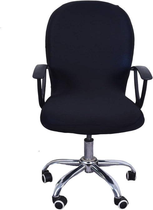 Stretchable Removable Computer Office Chair Cover, Universal Slipcovers for Swivel Lift Chairs (Black)