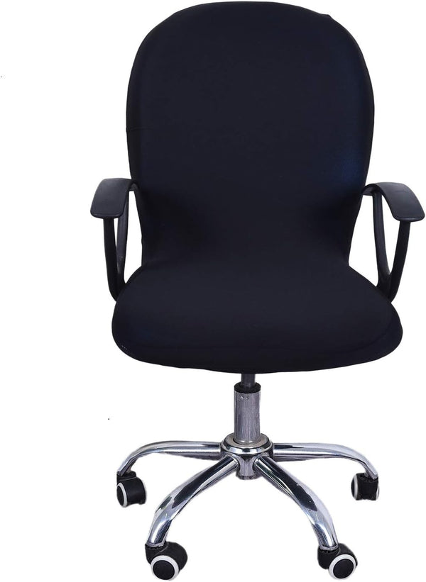 Stretchable Removable Computer Office Chair Cover, Universal Slipcovers for Swivel Lift Chairs (Black)
