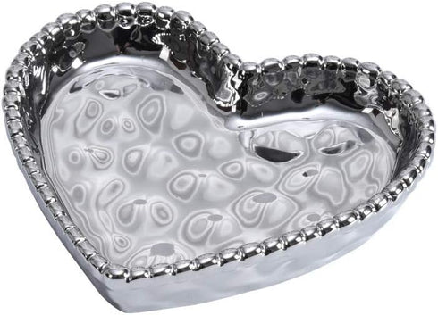 Love is in the Air Small Porcelain Heart Dish, Silver