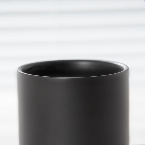 Hylignuae HY Bathroom Ceramic Toothbrush Cup, Matte Black Toothbrush Cup Holder, Bathroom Storage Organizer