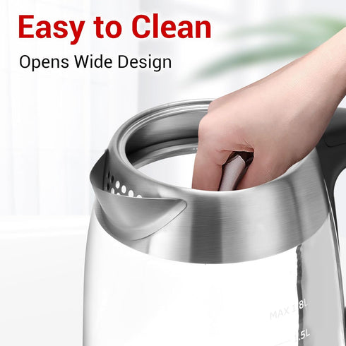 Speed-Boil Electric Tea Kettle: Glass for Boiling Water, 1.8 Liter, Auto Shut-Off & Boil-Dry Protection, 2 Year Warranty