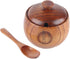 Hapivida Wooden Salt Box Spice Jar, Salt Cellar with Lid and Spoon, Seasoning Container Holder for Kitchen Serving