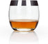 Viski Irving Chrome Rim Crystal Lowball Tumblers - Set of 2, 9 oz Gold Rimmed Cocktail Glass Gift Set